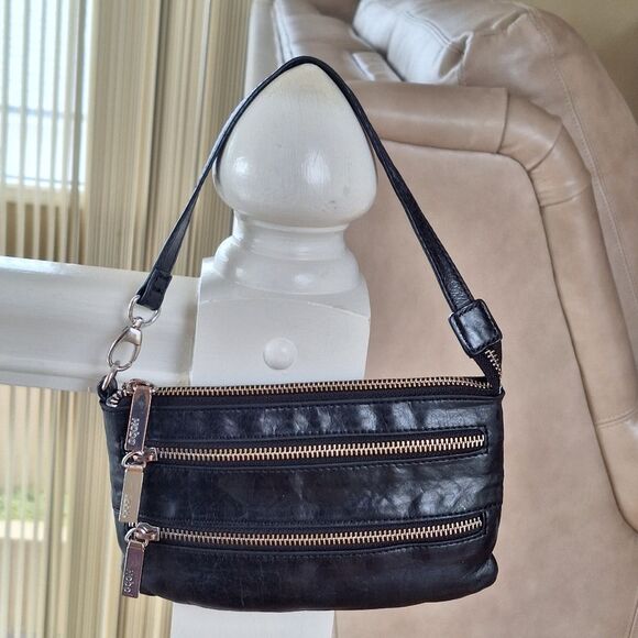 Hobo International Small Leather Black Zipper Clutch Black Purse - Picture 2 of 14